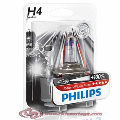Lámpara H7 12v 55w X-treme Vision Moto + 100% de Philips