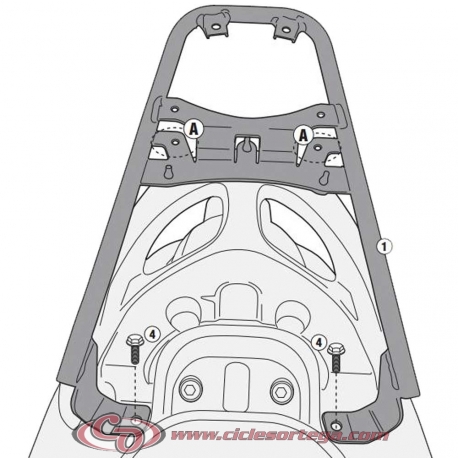 Kit Anclajes Givi SR2121 para BAUL sistema monolock YAMAHA MAJESTY 125 2014-