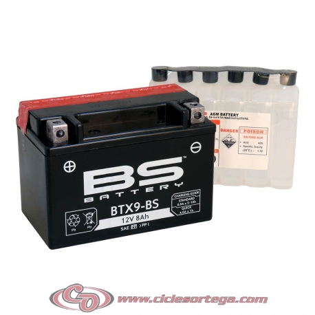 Bateria BS BATTERY BTX9-BS﻿ ( equivalente YTX9BS )