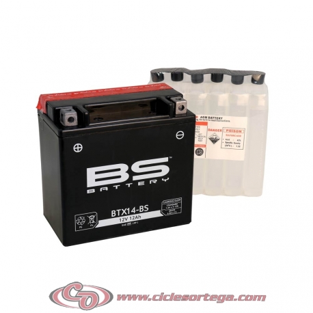 Bateria BS BATTERY BTX14-BS (equivalente a YTX14-BS﻿)