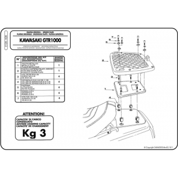 Kit Anclajes Givi para BAUL sistema monokey KAWASAKI GTR 1000 1986-